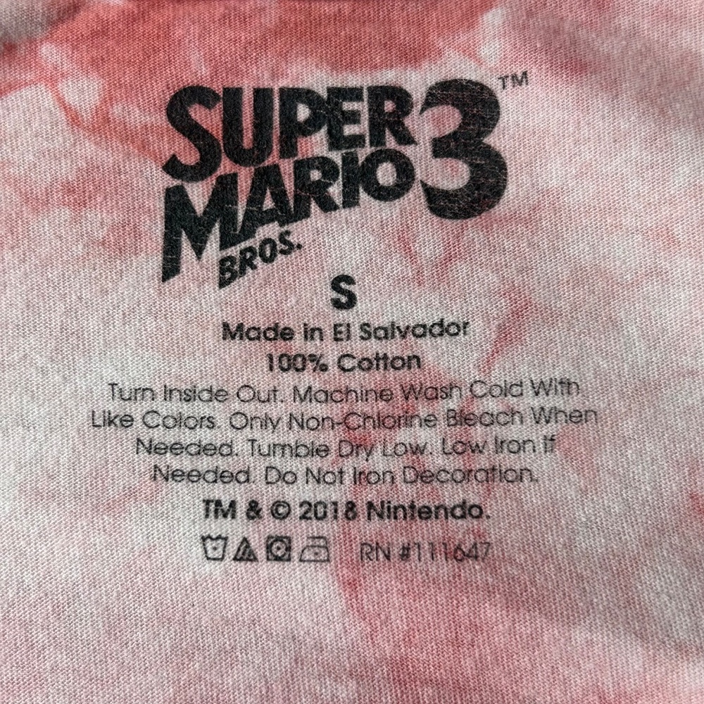 Nintendo Super Mario Brothers 3 brand Small Tie-Dyed Graphic Shirt Bowser - Picture 4 of 10